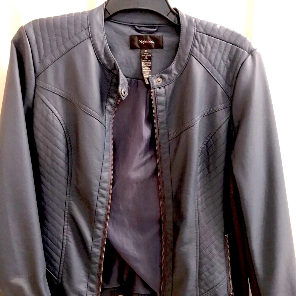 Blue faux leather jacket